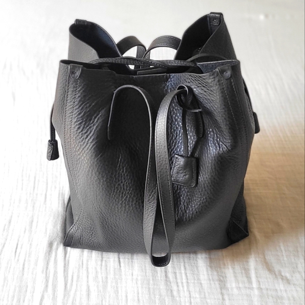 Vintage J.Crew black leather tote